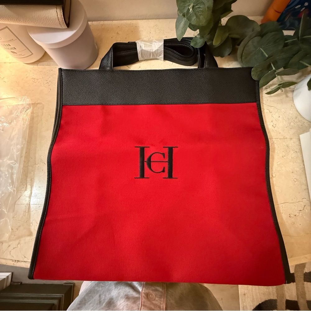 Carolina Herrera Red and Black Tote Bag
